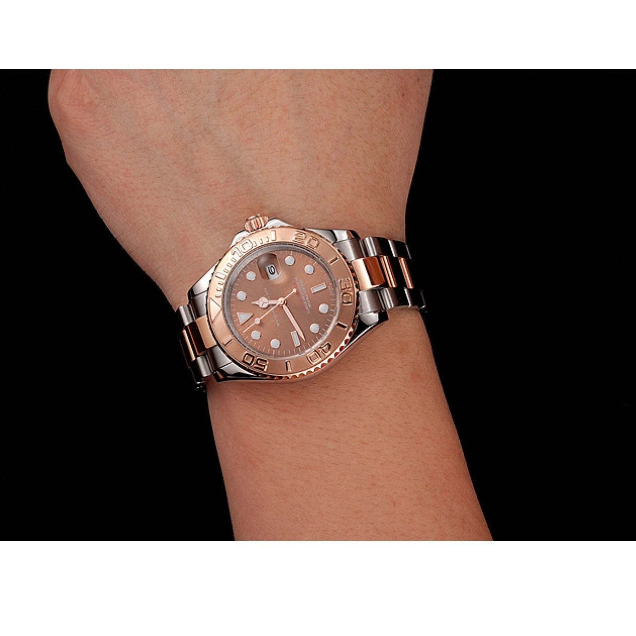 MiroTime 0712 Rolex Yacht Master Rose Gold Dial Two Tone Stainless Steel Bracelet 1453864